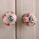 White Red Leaf Painted Knobs